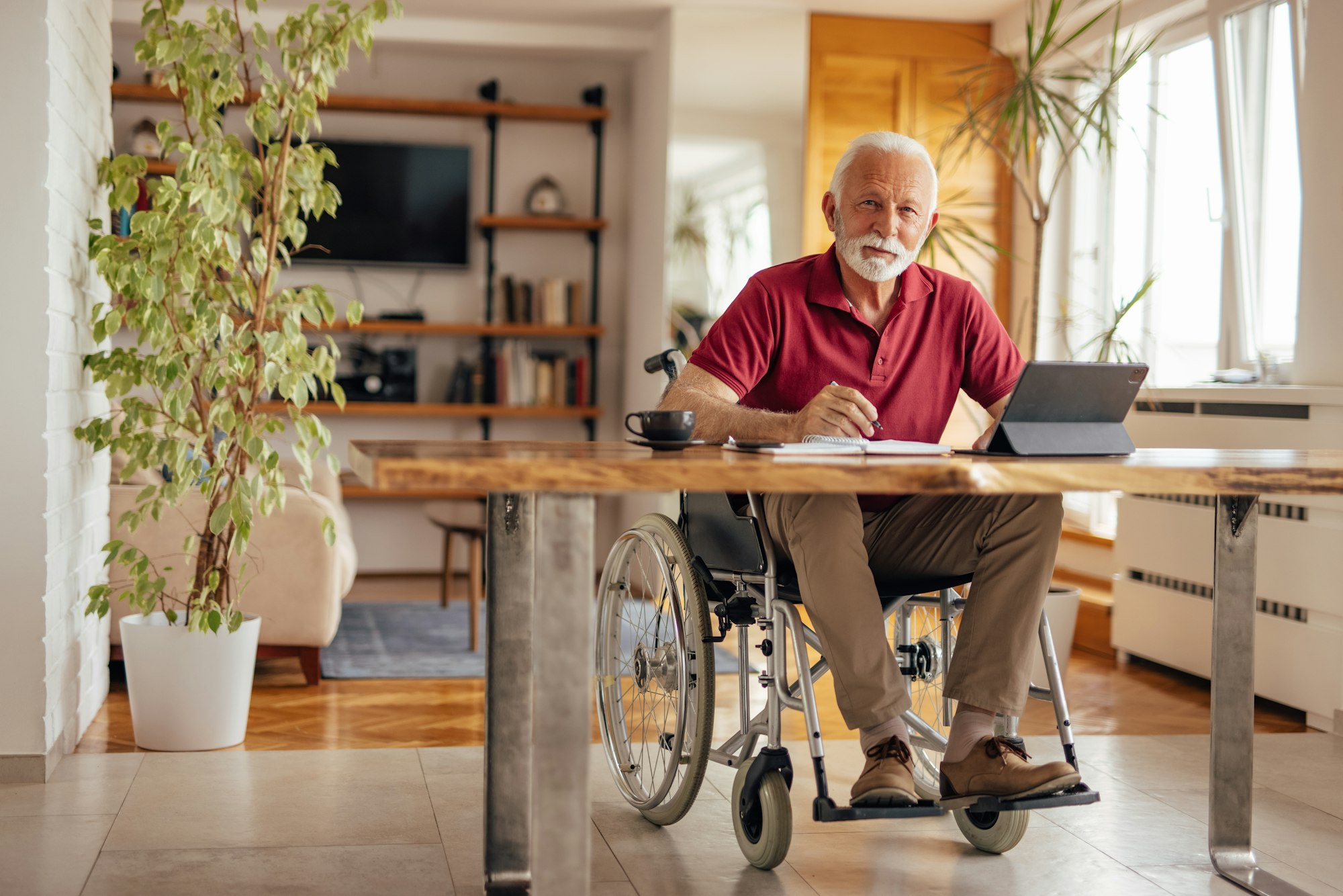 Senior disabled man, posing for the camera